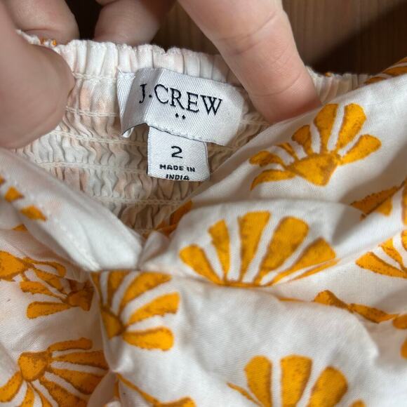 J. Crew Seashell Print Midi Dress Puff Sleeve Size 2 Orange White Resortwear - Picture 7 of 14